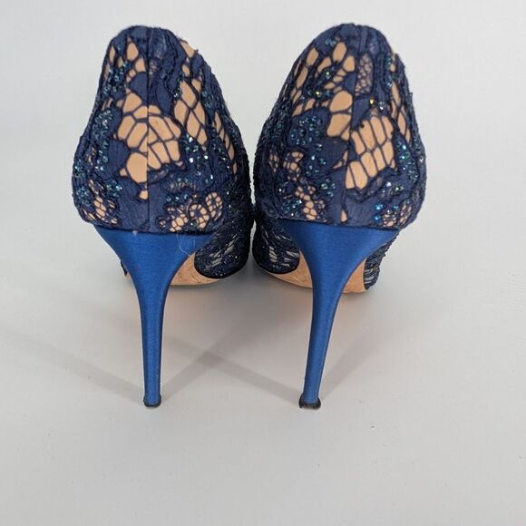 Valentino Women's Blue Lace Heels - Picture 7 of 9